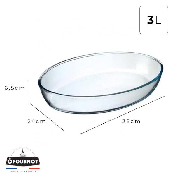 Plat à Four Ovale en verre 35x24cm 3L - ÔFOURNOT Plat à Four Ovale en verre 35x24cm 3L - ÔFOURNOT