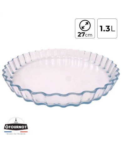 Moule à Tarte Rond en verre Ø 27cm 1.3L - ÔFOURNOT Moule à Tarte Rond en verre Ø 27cm 1.3L - ÔFOURNOT
