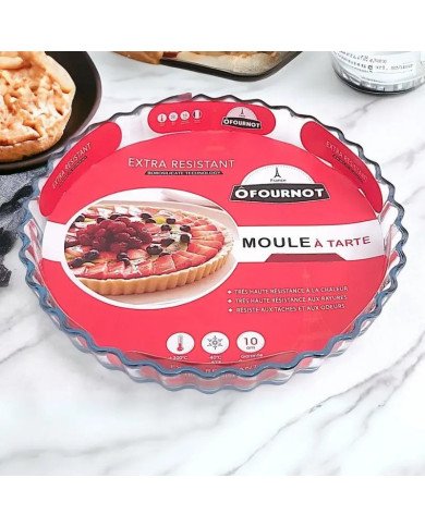 Moule à Tarte Rond en verre Ø 27cm 1.3L - ÔFOURNOT Moule à Tarte Rond en verre Ø 27cm 1.3L - ÔFOURNOT
