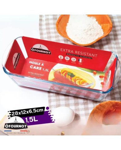 Moule à Cake en verre 28x12cm 1.5L - ÔFOURNOT Moule à Cake en verre 28x12cm 1.5L - ÔFOURNOT