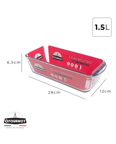 Moule à Cake en verre 28x12cm 1.5L - ÔFOURNOT Moule à Cake en verre 28x12cm 1.5L - ÔFOURNOT