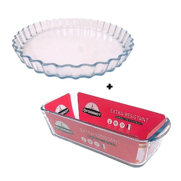 Lot Moule à Tarte Ø 27cm 1.3L + Moule à Cake 28x12cm 1.5L - ÔFOURNOT Lot Moule à Tarte Ø 27cm 1.3L + Moule à Cake 28x12cm 1.5L - ÔFOURNOT
