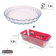 Lot Moule à Tarte Ø 27cm 1.3L + Moule à Cake 28x12cm 1.5L - ÔFOURNOT