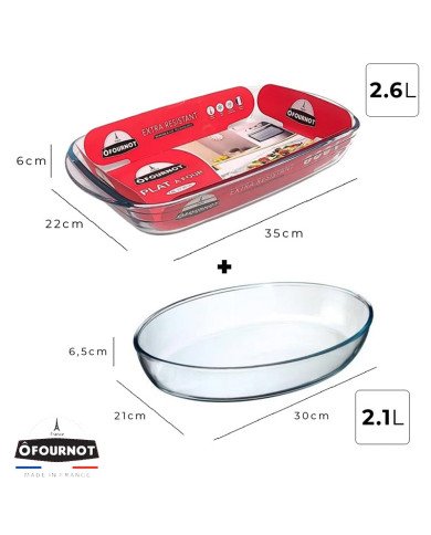 Lot Plat à Four Rectangulaire 35x22cm 2.6L + Plat à Four Ovale 30x21cm Lot Plat à Four Rectangulaire 35x22cm 2.6L + Plat à Four Ovale 30x21cm