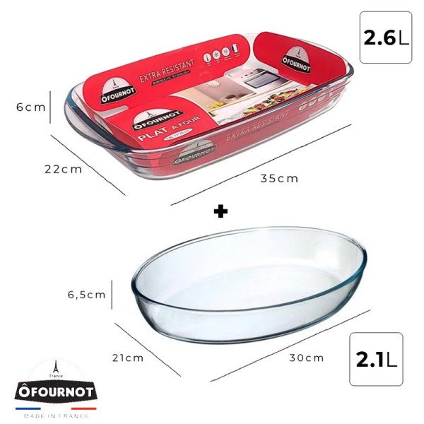 Lot Plat à Four Rectangulaire 35x22cm 2.6L + Plat à Four Ovale 30x21cm Lot Plat à Four Rectangulaire 35x22cm 2.6L + Plat à Four Ovale 30x21cm