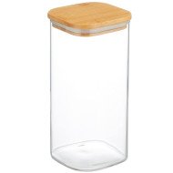 Boite de Conservation Carrée en Verre avec Couvercle en Bambou 6x15cm