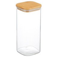 Boite de Conservation Carrée en Verre avec Couvercle en Bambou 8x20cm