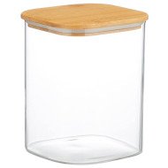 Boite de Conservation Carrée en Verre avec Couvercle en Bambou 10x12cm
