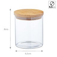 Boite de Conservation Ronde en Verre avec Couvercle en Bambou Ø6,5cm H