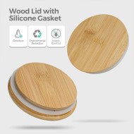 Boite de Conservation Ronde en Verre avec Couvercle en Bambou Ø6,5cm H