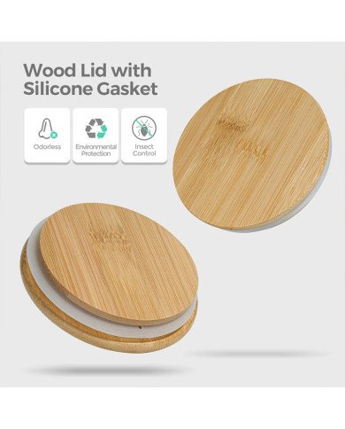 Boite de Conservation Ronde en Verre avec Couvercle en Bambou Ø6,5cm Boite de Conservation Ronde en Verre avec Couvercle en Bambou Ø6,5cm