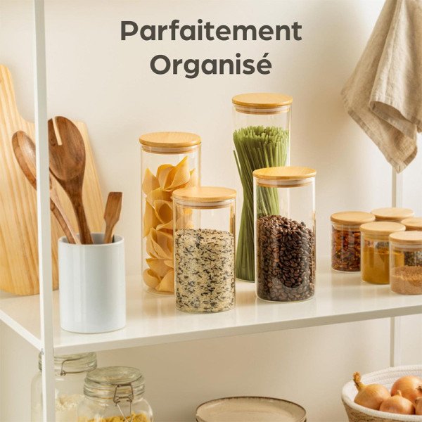 Boite de Conservation Ronde en Verre avec Couvercle en Bambou Ø6,5cm