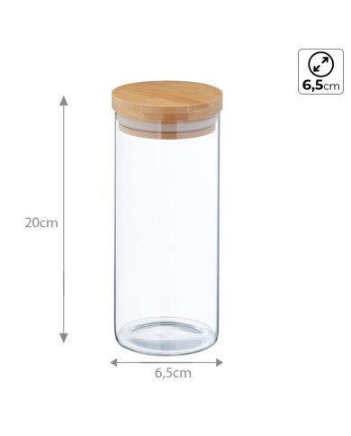 Boite de Conservation Ronde en Verre avec Couvercle en Bambou Ø6,5cm Boite de Conservation Ronde en Verre avec Couvercle en Bambou Ø6,5cm