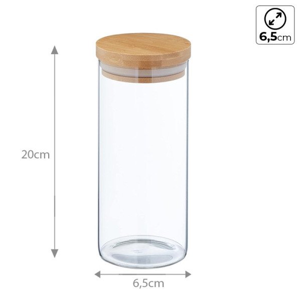 Boite de Conservation Ronde en Verre avec Couvercle en Bambou Ø6,5cm