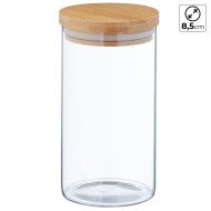 Boite de Conservation Ronde en Verre avec Couvercle en Bambou Ø 8,5cm H:15cm