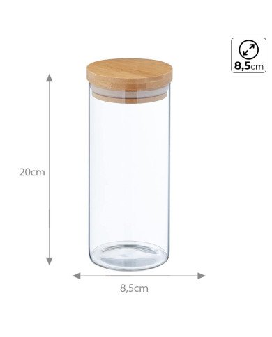 Boite de Conservation Ronde en Verre avec Couvercle en Bambou Ø 8,5cm Boite de Conservation Ronde en Verre avec Couvercle en Bambou Ø 8,5cm