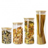 Boite de Conservation Ronde en Verre avec Couvercle en Bambou Ø 9,5cm