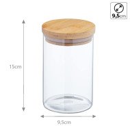 Boite de Conservation Ronde en Verre avec Couvercle en Bambou Ø 9,5cm