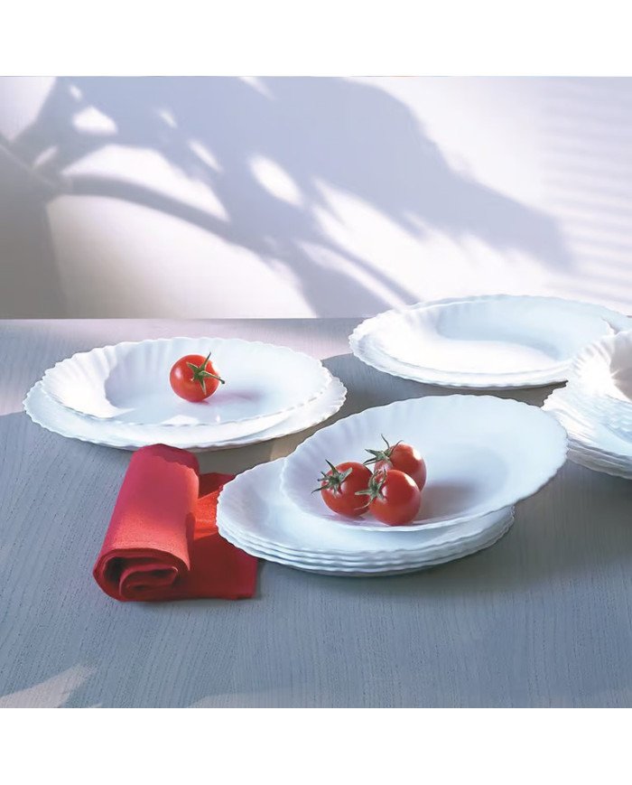 Dajar Assiette Feston Verre Trempé Blanc 30 Cm - Collection Luminarc