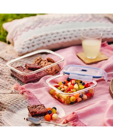 Boîte Hermétique carrée avec couvercle bleu Pure Box Active 122 cl Boîte Hermétique carrée avec couvercle bleu Pure Box Active 122 cl