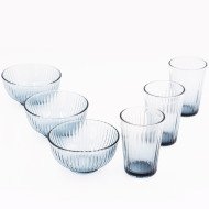 Coffert 6 Pieces Fumés ( 3 Bols + 3 Verre a Eau)