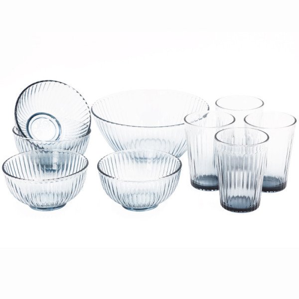 Coffret 9 Pieces Fumés ( 1 Saladier + 4 Bols + 4 Verres à Eau ) Coffret 9 Pieces Fumés ( 1 Saladier + 4 Bols + 4 Verres à Eau )