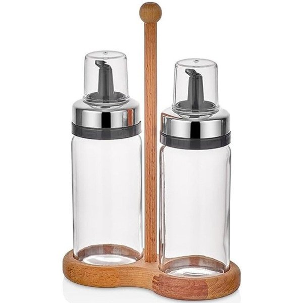Ensemble Bouteilles à Huile et Vinaigre en Verre 2 x 245ml -QLUX Ensemble Bouteilles à Huile et Vinaigre en Verre 2 x 245ml -QLUX