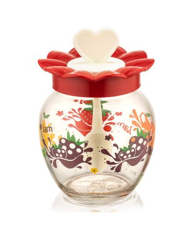 Boite de Conservation en Verre avec Cuillère 370ml - QLUX Boite de Conservation en Verre avec Cuillère 370ml - QLUX