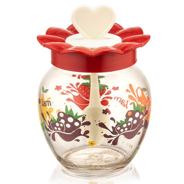 Boite de Conservation en Verre avec Cuillère 370ml - QLUX Boite de Conservation en Verre avec Cuillère 370ml - QLUX