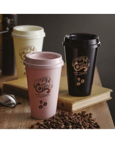 Gobelet à Café Noir avec Couvercle 450ml - QLUX Gobelet à Café Noir avec Couvercle 450ml - QLUX