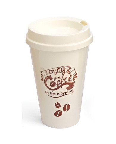 Gobelet à Café Blanc avec Couvercle 450ml - QLUX Gobelet à Café Blanc avec Couvercle 450ml - QLUX