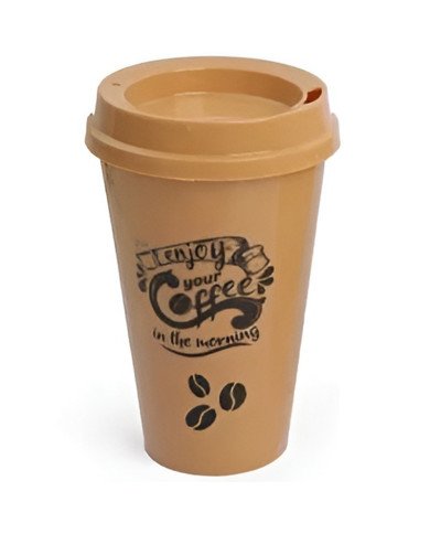 Gobelet à Café Marron avec Couvercle 450ml - QLUX Gobelet à Café Marron avec Couvercle 450ml - QLUX