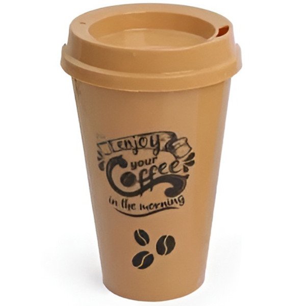 Gobelet à Café Marron avec Couvercle 450ml - QLUX Gobelet à Café Marron avec Couvercle 450ml - QLUX