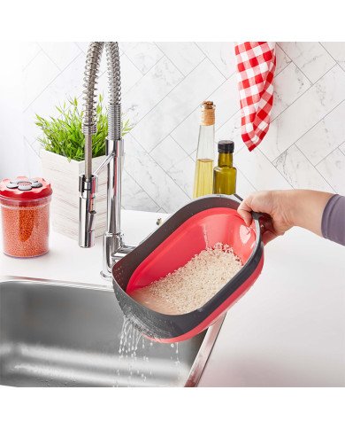 Passoire à Riz Pliable Rouge 3 Litres - QLUX Passoire à Riz Pliable Rouge 3 Litres - QLUX
