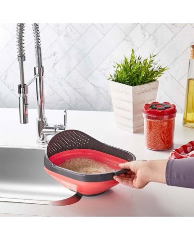 Passoire à Riz Pliable Rouge 3 Litres - QLUX Passoire à Riz Pliable Rouge 3 Litres - QLUX