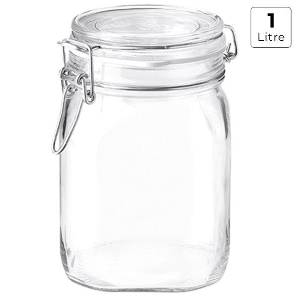 Bocal en Verre avec Fermeture Hermétique 1 Litre Fido - BORMIOLI