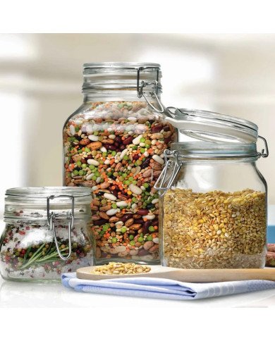 Bocal en Verre avec Fermeture Hermétique 1 Litre Fido - BORMIOLI Bocal en Verre avec Fermeture Hermétique 1 Litre Fido - BORMIOLI