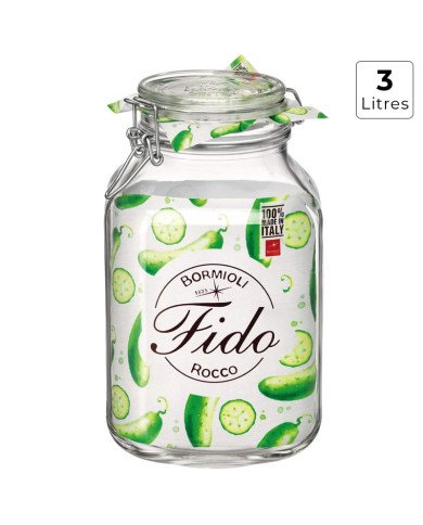 Bocal en Verre avec Fermeture Hermétique 3 Litres Fido - BORMIOLI Bocal en Verre avec Fermeture Hermétique 3 Litres Fido - BORMIOLI