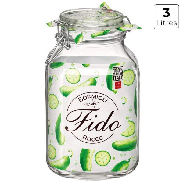 Bocal en Verre avec Fermeture Hermétique 3 Litres Fido - BORMIOLI Bocal en Verre avec Fermeture Hermétique 3 Litres Fido - BORMIOLI