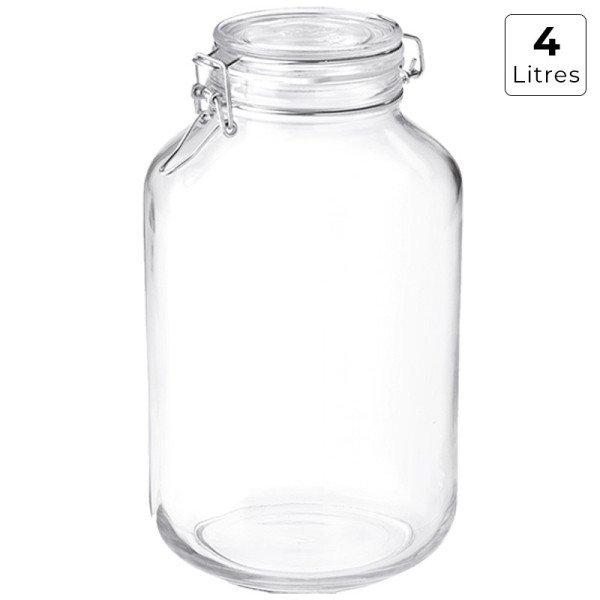 Bocal en Verre avec Fermeture Hermétique 4 Litres Fido - BORMIOLI Bocal en Verre avec Fermeture Hermétique 4 Litres Fido - BORMIOLI