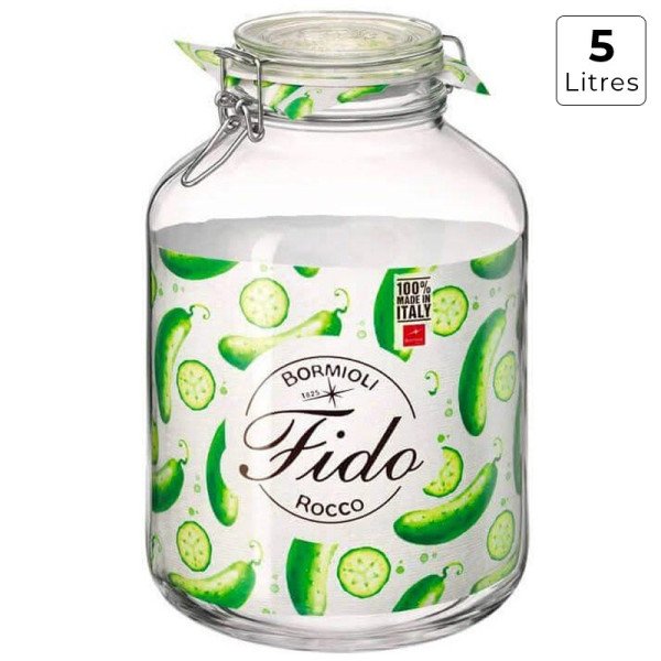 Bocal en Verre avec Fermeture Hermétique 5 Litres Fido - BORMIOLI Bocal en Verre avec Fermeture Hermétique 5 Litres Fido - BORMIOLI