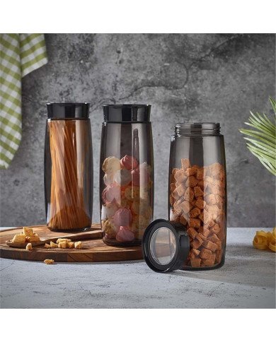 Bocal en Verre Visible Perle Noire 1600cc -QLUX Bocal en Verre Visible Perle Noire 1600cc -QLUX