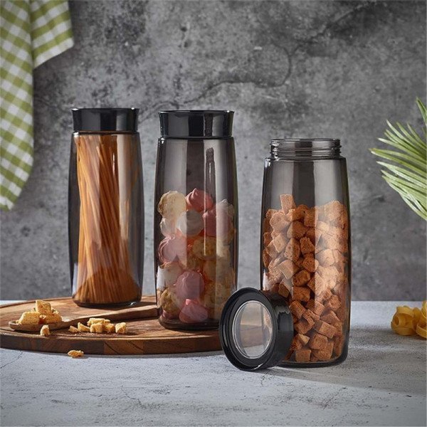 Bocal en Verre Visible Perle Noire 1600cc -QLUX Bocal en Verre Visible Perle Noire 1600cc -QLUX