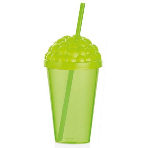 Gobelet forme Raisin avec Couvercle et Paille 450ml - QLUX Gobelet forme Raisin avec Couvercle et Paille 450ml - QLUX