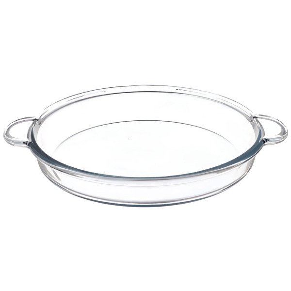 Plat à Four Rond en Verre avec Anses Ø 26cm 1.8L - BORCAM Plat à Four Rond en Verre avec Anses Ø 26cm 1.8L - BORCAM
