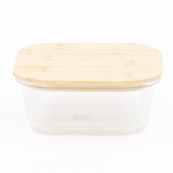 Frigo Verre carrée 320ml avec Couvercle Bambou