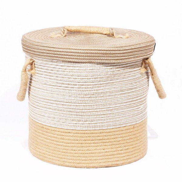 Panier en corde tressée Ø 30cm avec couvercle