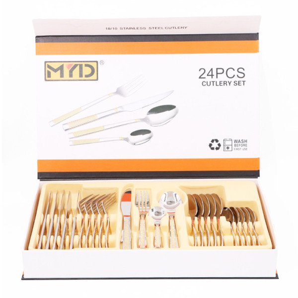 Ménagère 24 pièces Inox Dorée Ménagère 24 pièces Inox Dorée