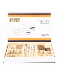 Ménagère 24 pièces Inox Dorée Ménagère 24 pièces Inox Dorée