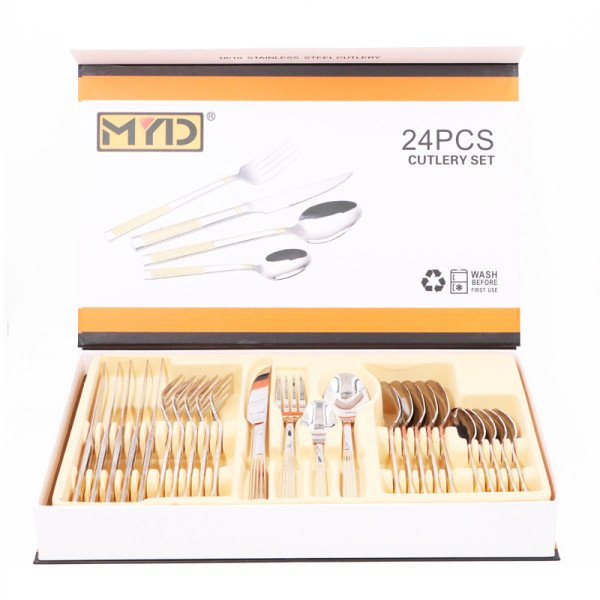 Ménagère 24 pièces Inox Dorée Ménagère 24 pièces Inox Dorée